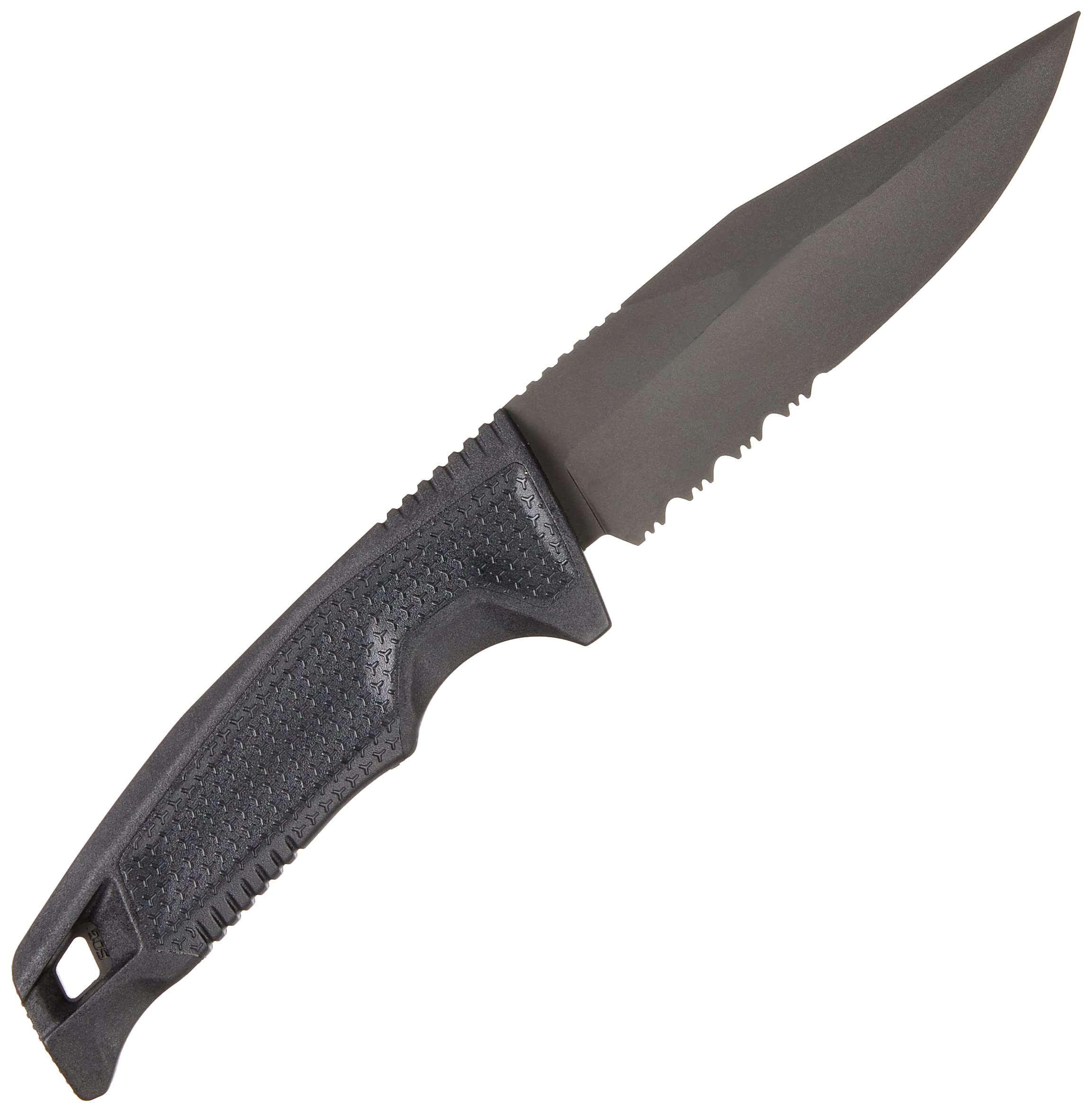 Recondo FX SOG Partially Serrated Fixed-Blade Tactical Duty Knife |Full-Tang CRYO 440C Stainless Steel Blade | Rubberized Grip, Black