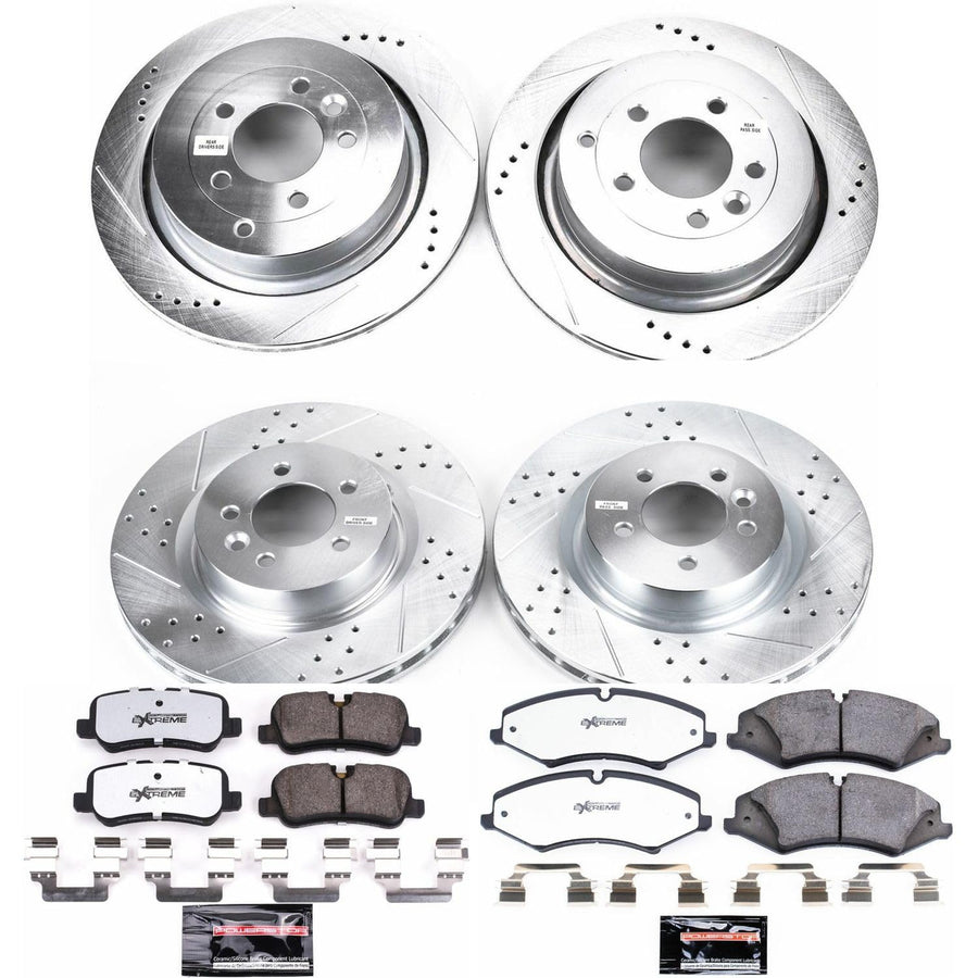 Brake Kit Power Stop Front and Rear For 2010 Land Rover LR4 - Truck & Tow Carbon Fiber Ceramic Brake Pads & Drilled and Slotted Rotors Replacement, K6720-36