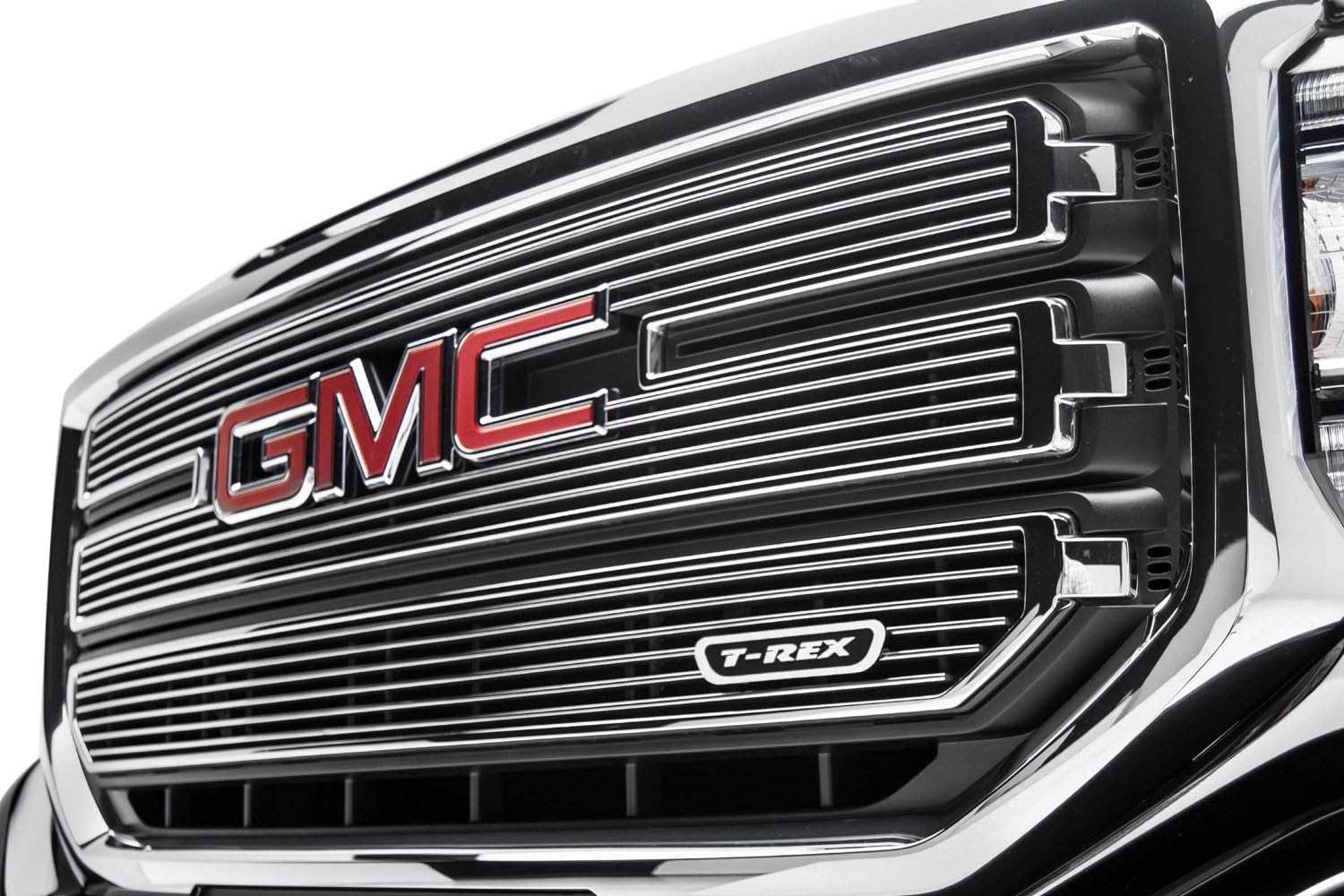 2016-2018 Sierra 1500 SLE T-Rex Grilles Laser Billet Grille, Polished, 3 Pc, Overlay - PN #6212130