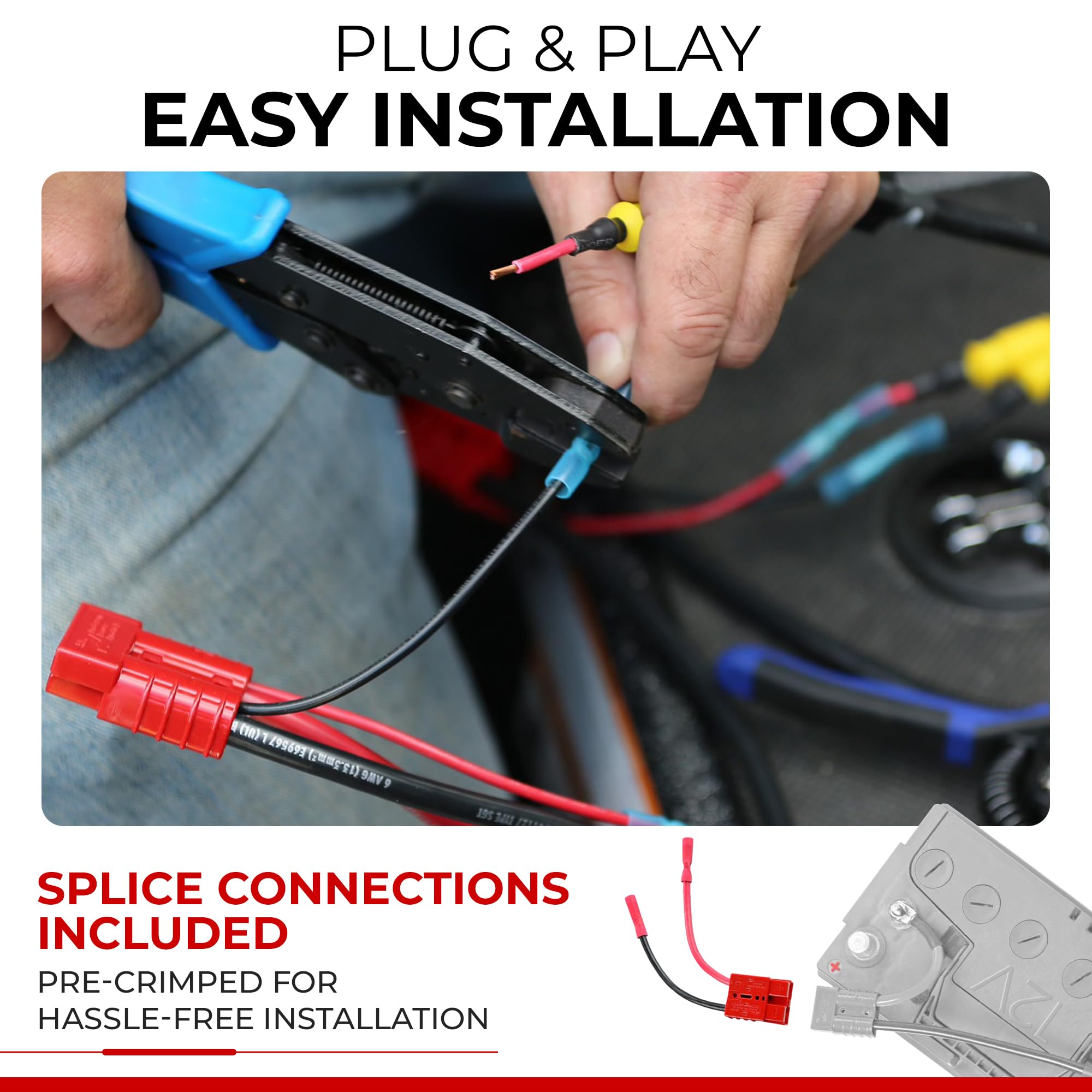 8 Gauge Connect-Ease RCE12VB8 Quick Connect Wire Connector for Trolling Motors, RVs, ATVs, and More | UL1977 120 Amp Rated | Plug & Play Marine Wiring, Lithium Compatible, Made in The USA