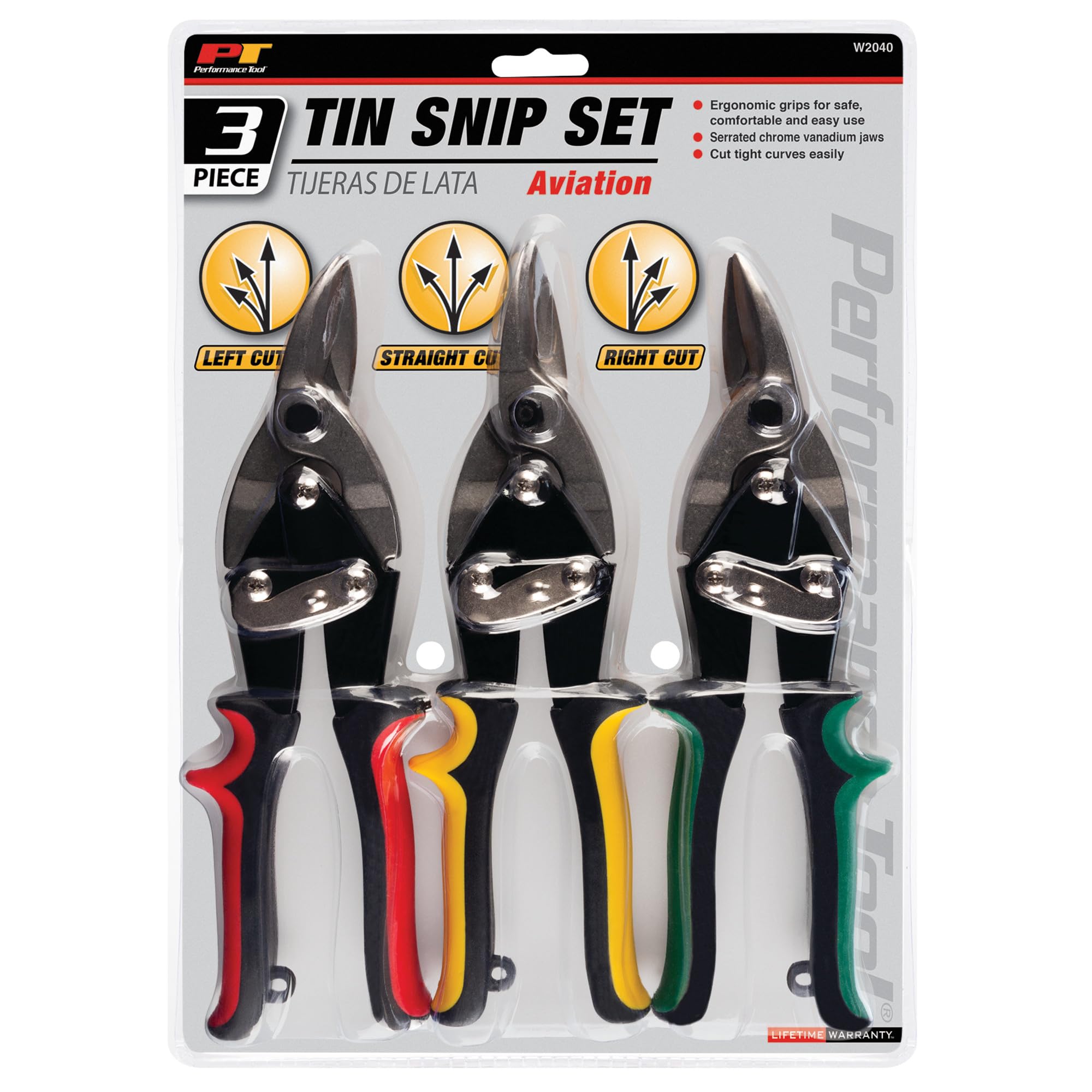 W2040 Performance Tool Aviation Tin Snip Set, 3-Piece