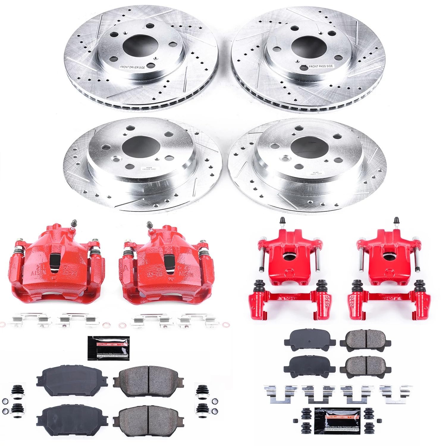 Power Stop Z23 KC1065 Evolution Front and Rear Brake Caliper Kit- Brake Rotors, Brake Pads, Brake Calipers For Toyota Camry 2002-2006 [Model Specific]