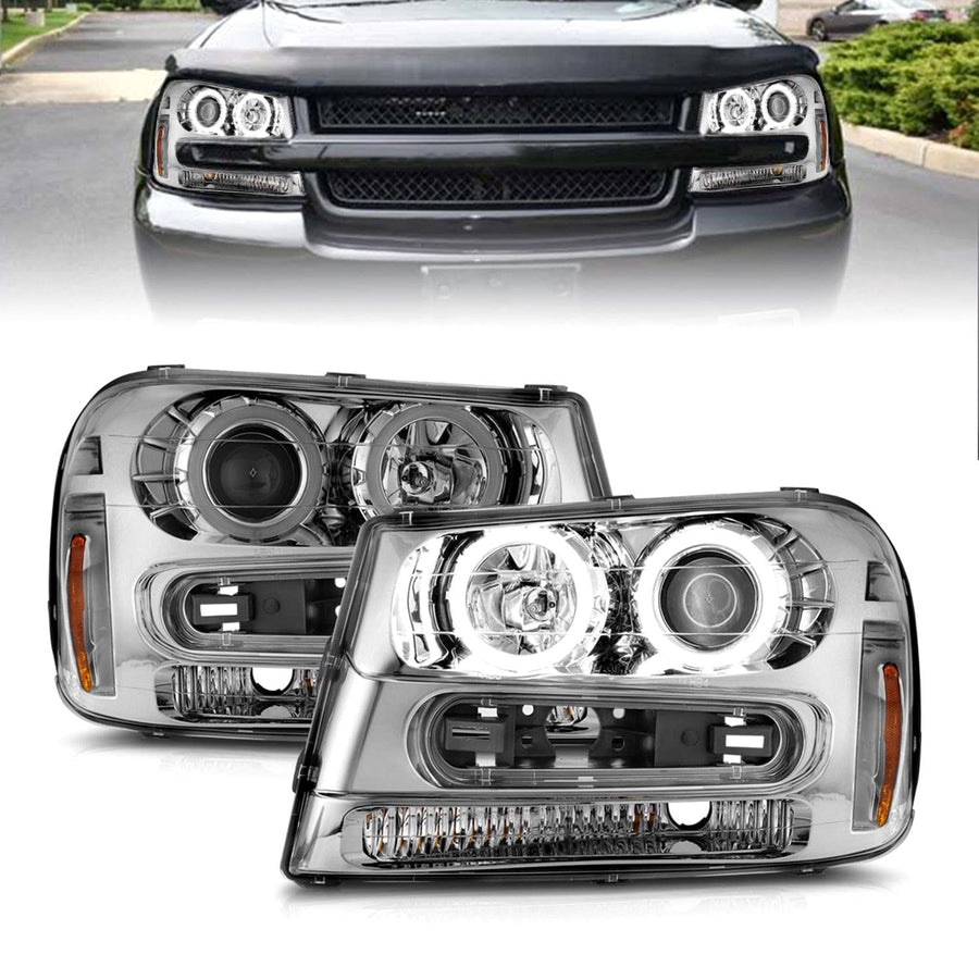 02-09 Chevrolet Trailblazer ANZO Projector Headlights w/Halo Chrome Housing (Non-LT Models)