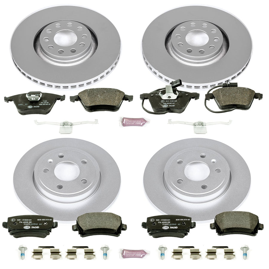 Power Stop ESK4065 Euro-Stop Brake Kit Front & Rear For Audi A4 2005-2009, Audi A4 Quattro 2005-2009 [Model Specific]