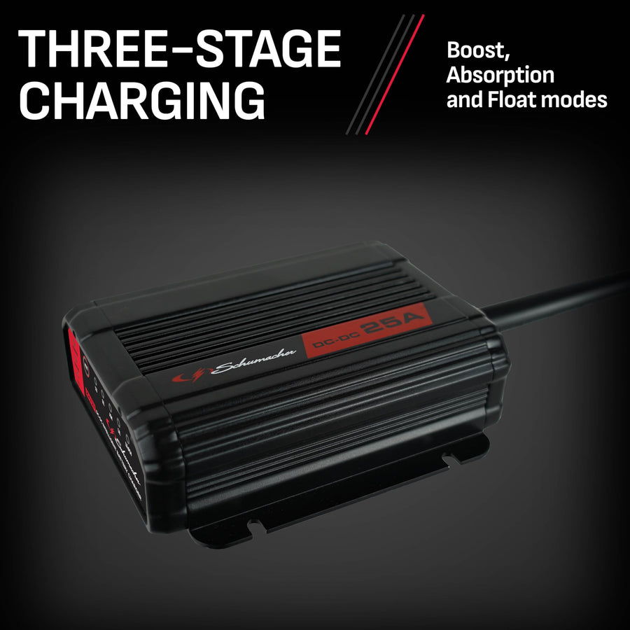 Schumacher Electric 25A Smart Battery Charger and Maintainer - 12V DC-DC - Standard, AGM, Gel, Calcium & Lithium Battery Charger - Use with Smart Alternators for Off-Grid Power