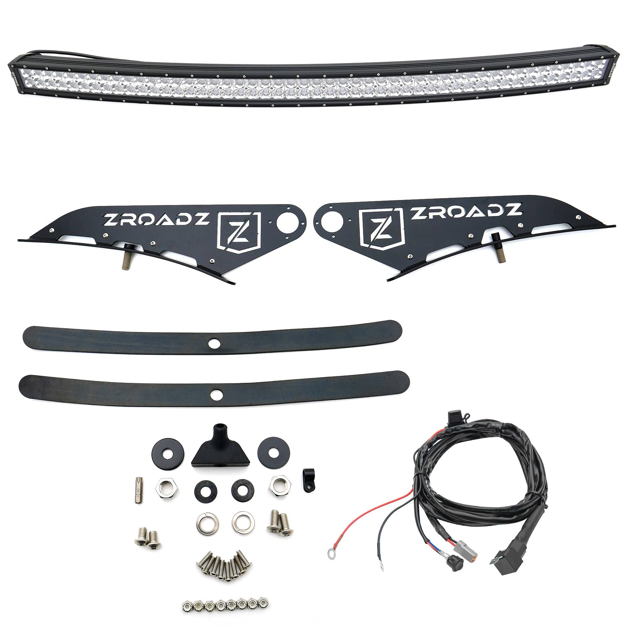 ZROADZ LED Bar Kit Front Roof Mounted - Compatible w/ 2014-2018 Chevrolet Silverado 1500 Complete Kit with Mounting Brackets, 50 Inch Curved Zroadz Led light bar & Wiring Harness- PN #Z332081-KIT-C