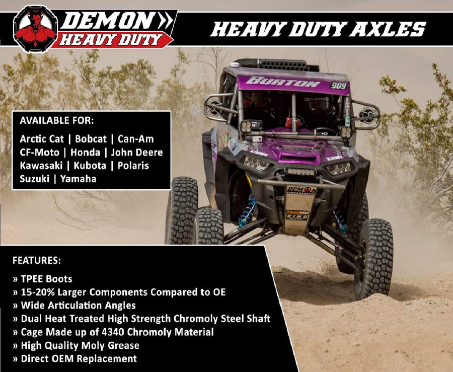 Heavy Duty Front Right Axle for (2006-09) Yamaha Rhino 450/660, In Dual Heat Treated High Strength, Wider Angles & In Molybdenum Grease Precision OEM: 5UG-F518G-20-00 Demon Powersports