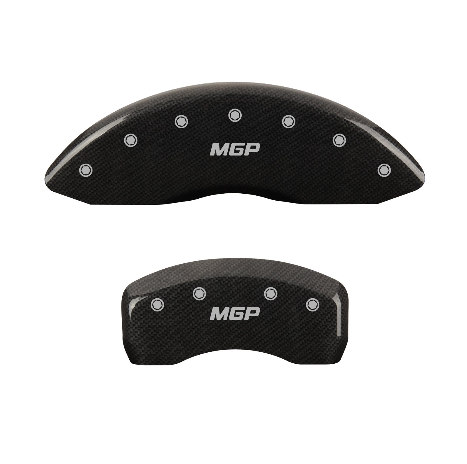 MGP Caliper Covers 12193SMGPCF Carbon Fiber Caliper Covers, Front and Rear Engraved: MGP, Finish, Silver Characters, Set of 4