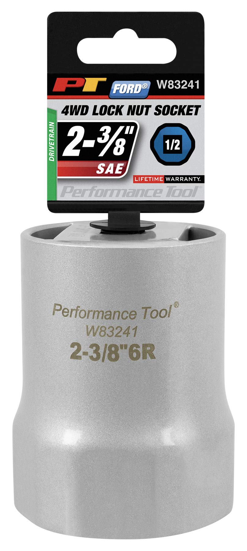 W83241 Performance Tool 1/2 Drive Rounded Lock Nut Socket, 2-3/8-Inch Used on Ford Explorer, Ranger and Bronco II with Automatic Hubs