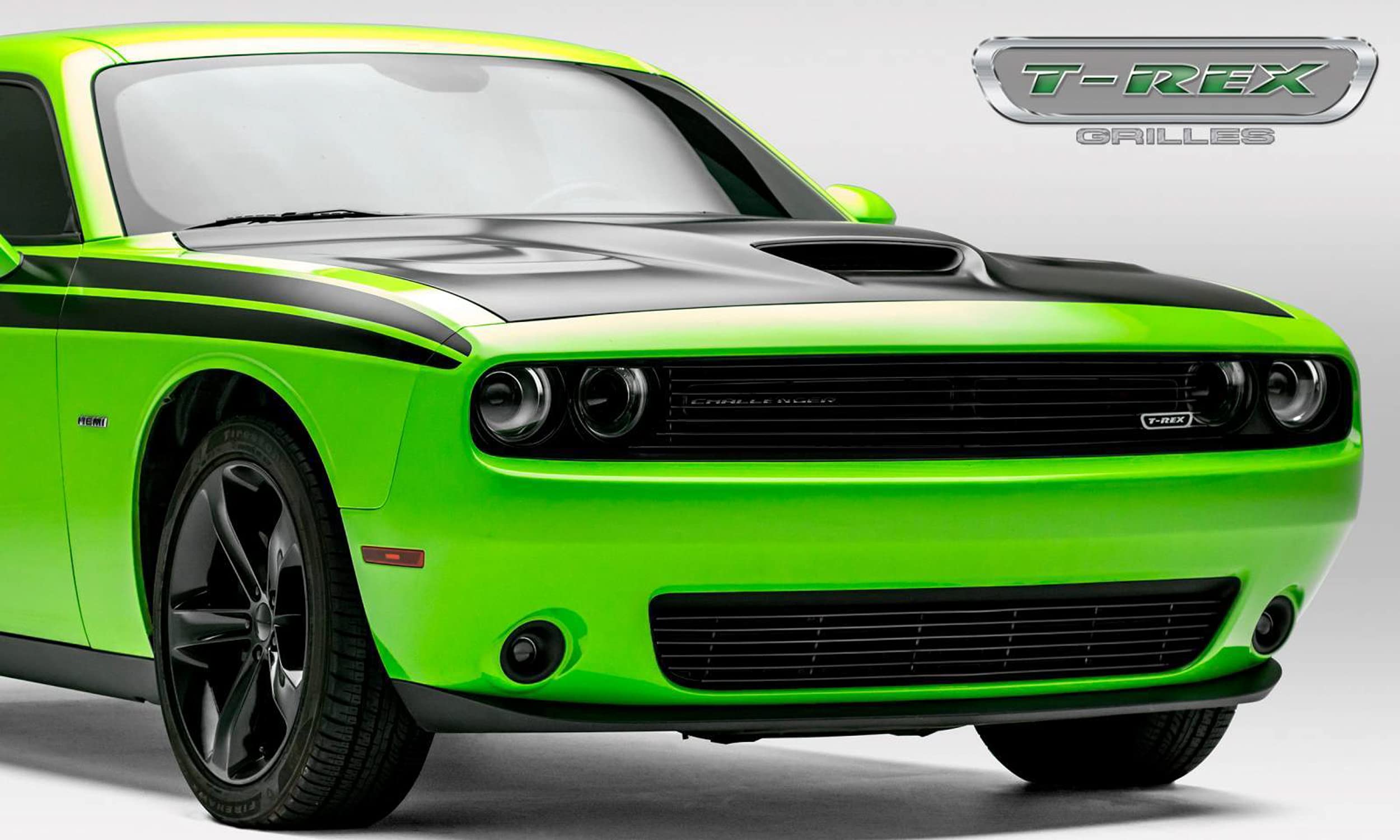 2015-2022 Challenger T-Rex Grilles Laser Billet Grille, Black, 1 Pc, Overlay - PN #6214181