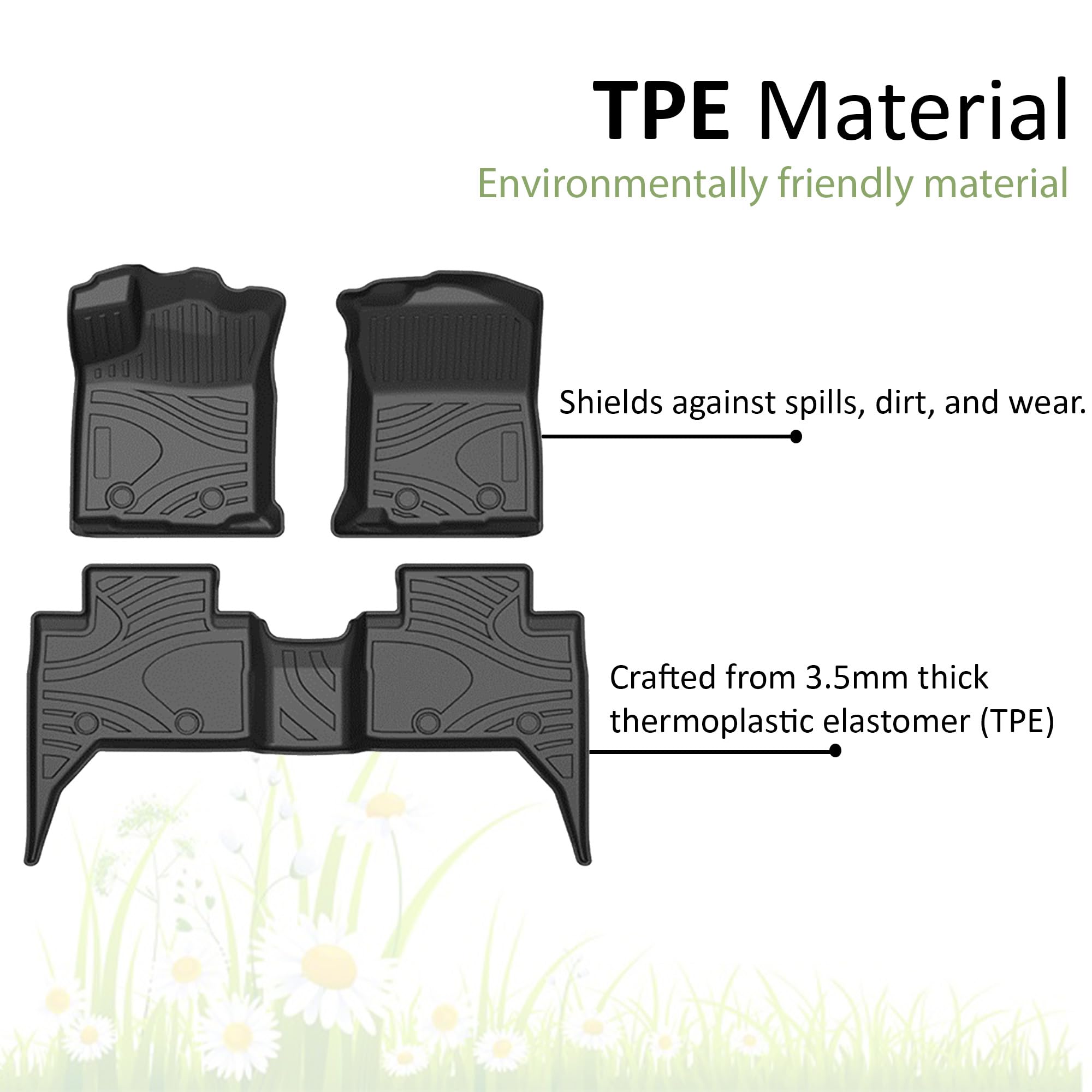 TOTALINER Black Horse Heavy Duty Floor Mat Anti-Skid Black 1.37'' Thickness Compatible with 2018-2020 Toyota Tacoma-FMTTO18
