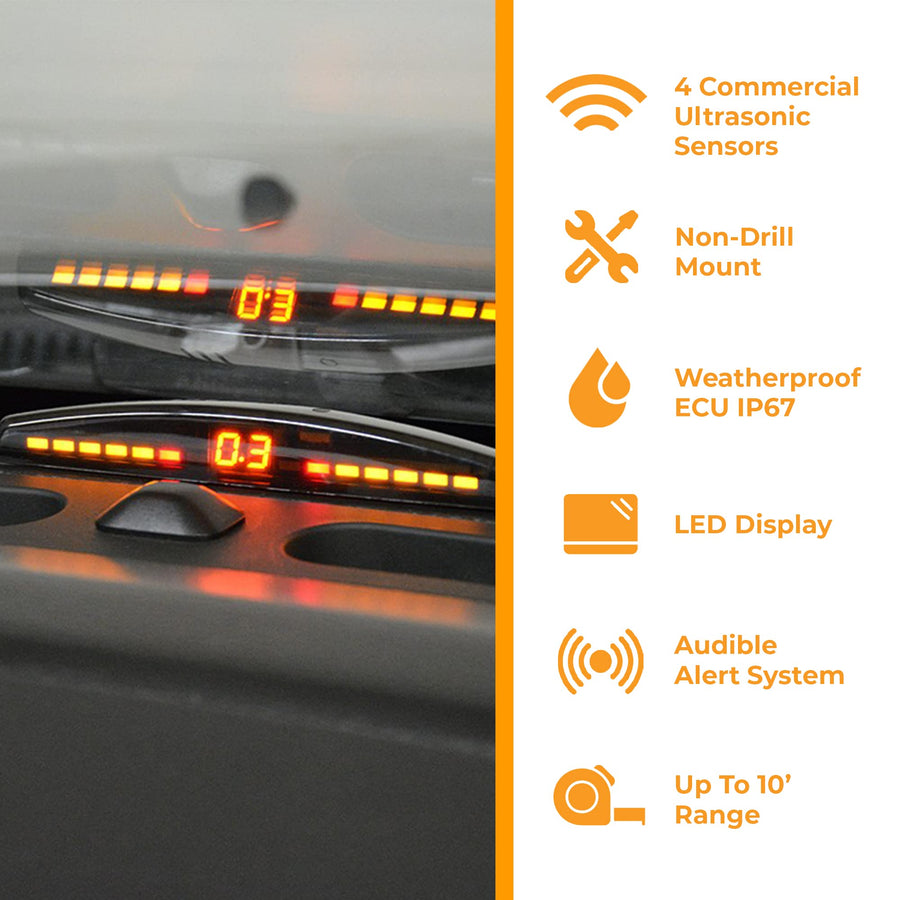 Commercial Backup Brandmotion 4 Sensor System FLTW-3050 | LED Distance Detection with Color Coded Readout, Length Display and Audible Alert