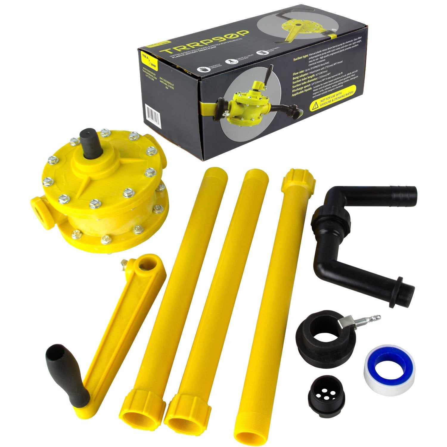 Plastic Rotary Drum Barrel Pump TERA PUMP TRRP90P for Non Acidic Liquids