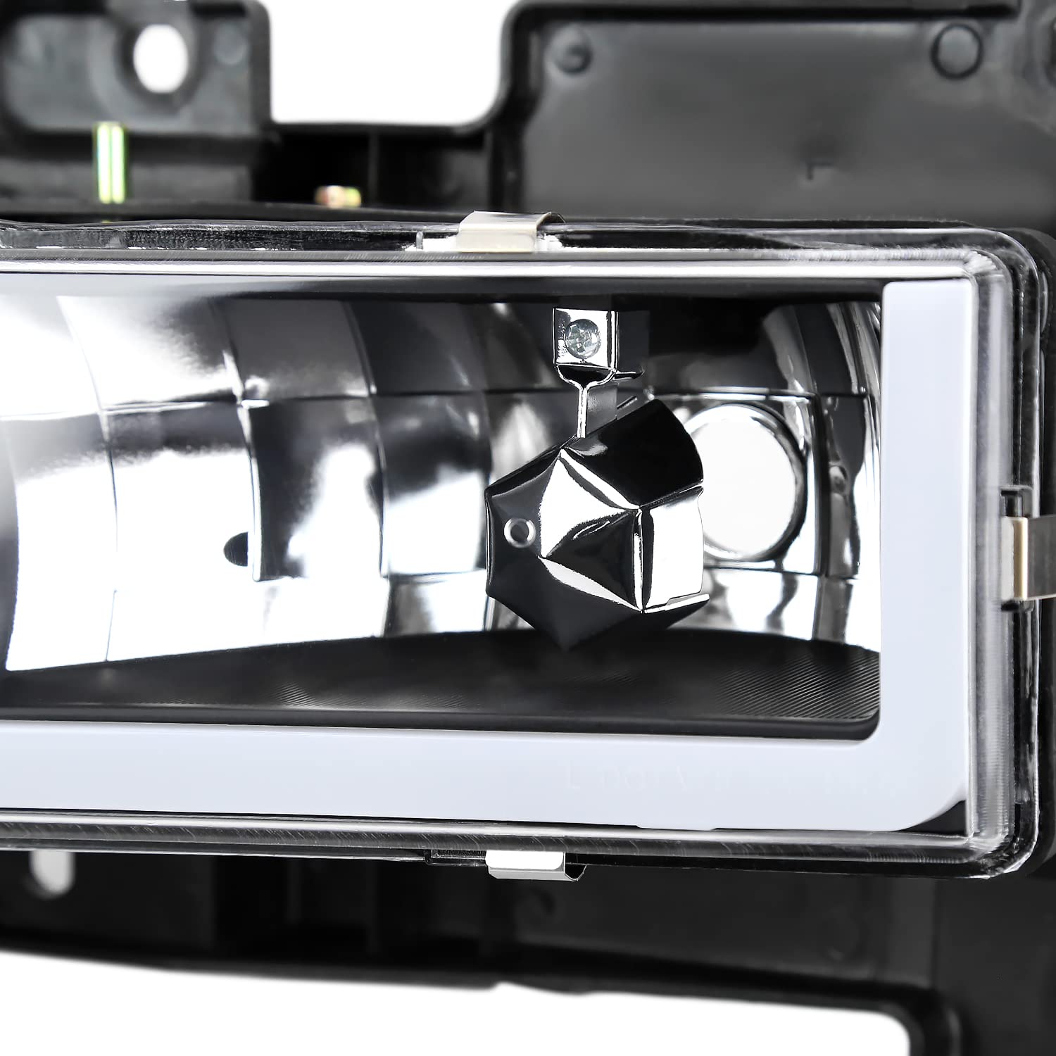 Black LED Tube Headlights + Bumper Lights + Corner Lights SPEC-D TUNING Compatible with 1988-1993 Chevy GMC C10 C/K Suburban, Left + Right Pair Headlamps Assembly