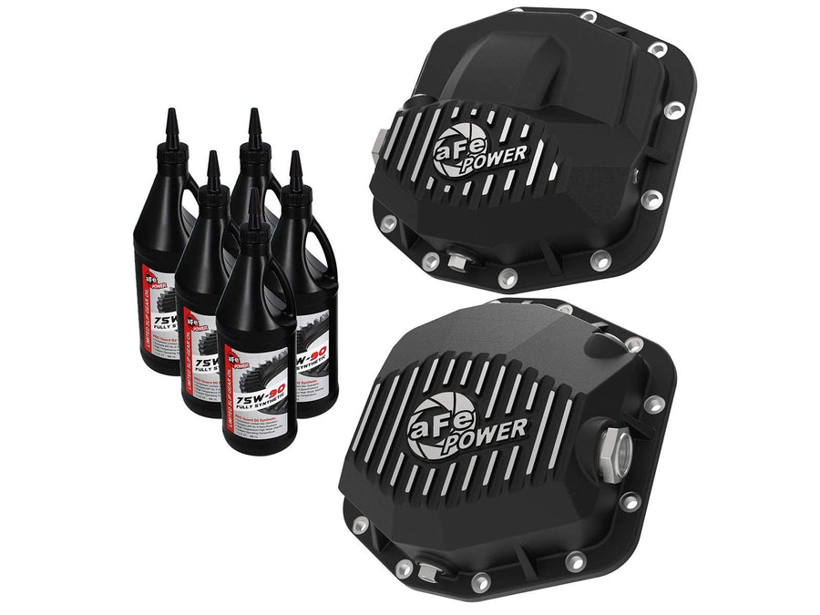 Pro Series aFe Power 46-7100AB Differential Cover Black w/Machined Fins & Gear Oil (Dana M210/M220)