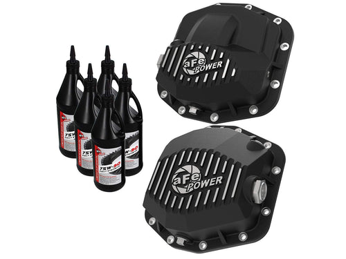 Pro Series aFe Power 46-7100AB Differential Cover Black w/Machined Fins & Gear Oil (Dana M210/M220)