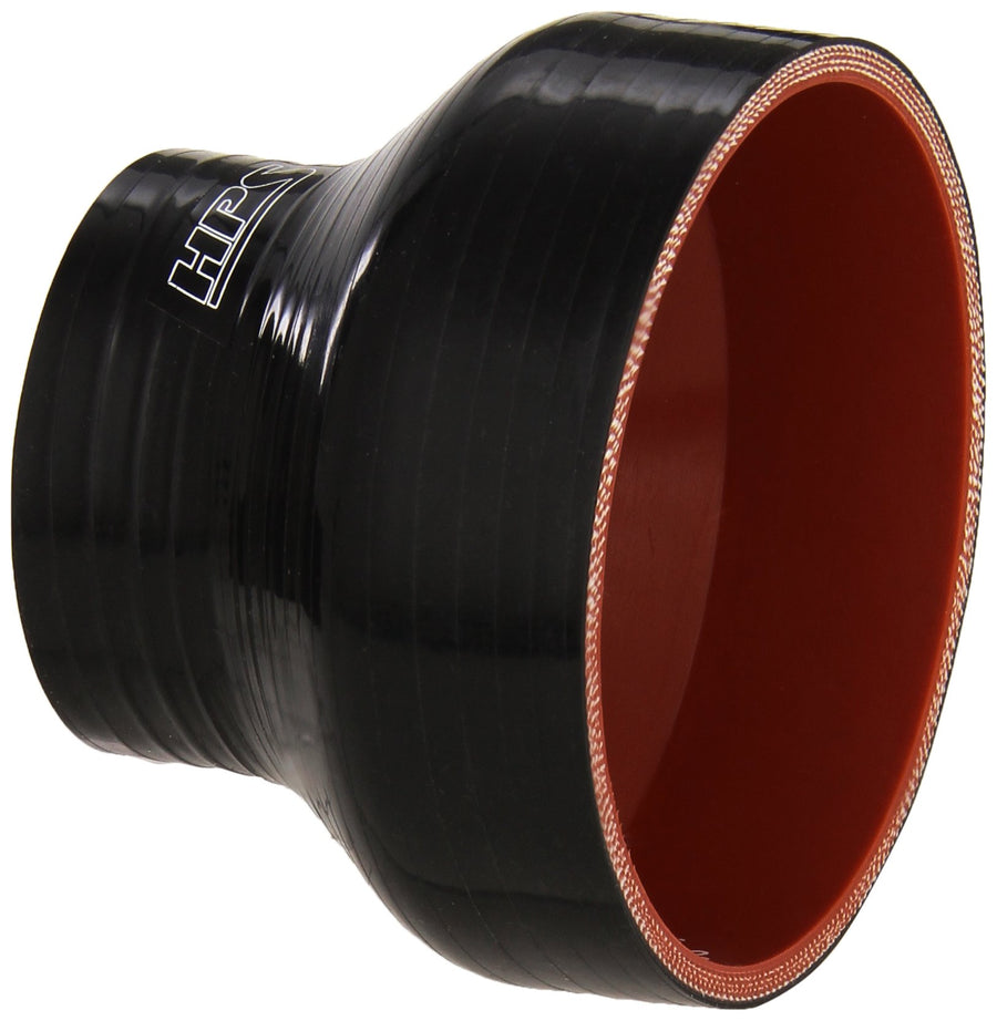 HPS Silicone HTSR-225-375-BLK High Temperature 4-ply Reinforced Reducer Coupler Hose, 60 PSI Maximum Pressure, 3" Length, 2-1/4" > 3-3/4" ID, Black
