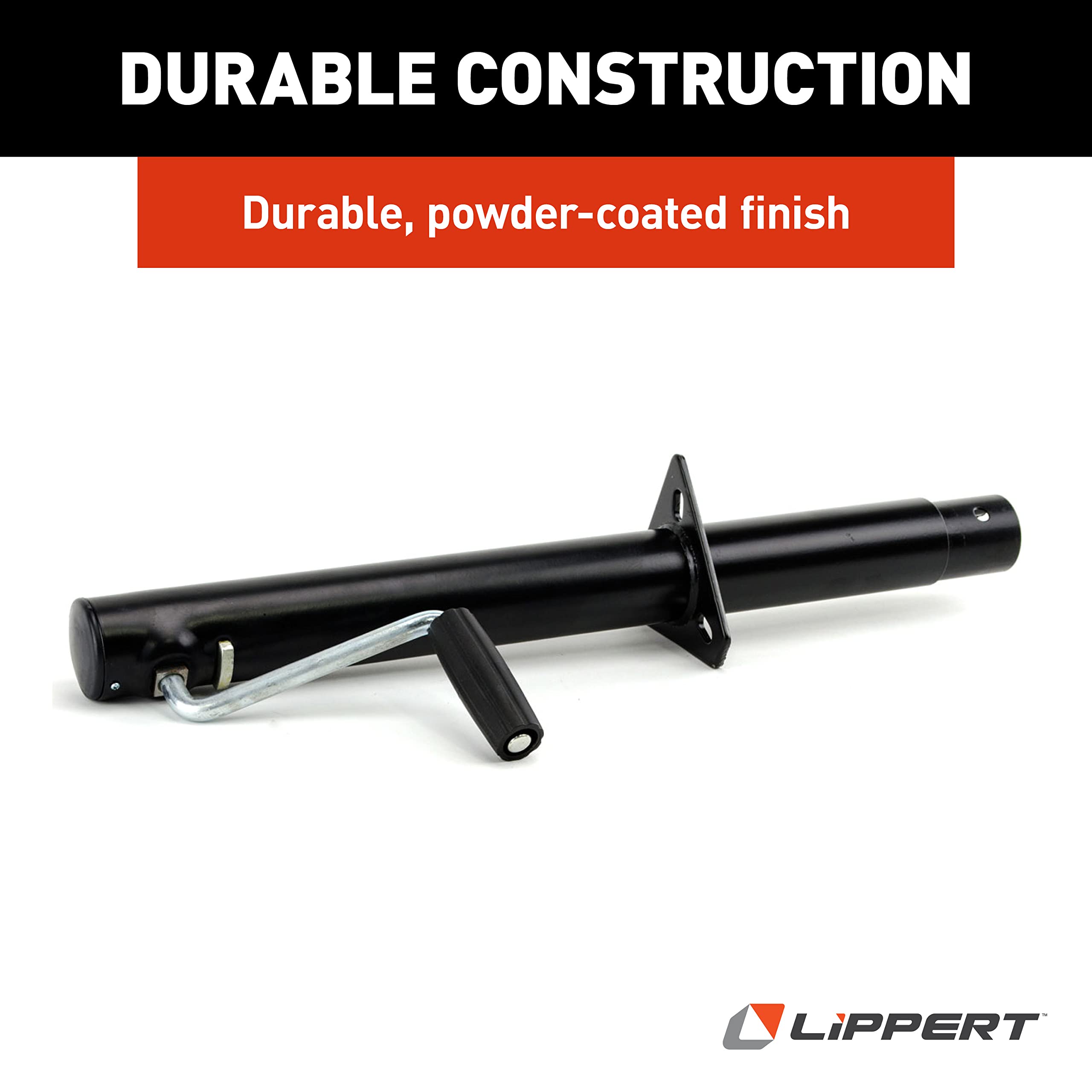 Side Wind Lippert 285420 Tongue Jack with Mounting Hardware , Black , Standard