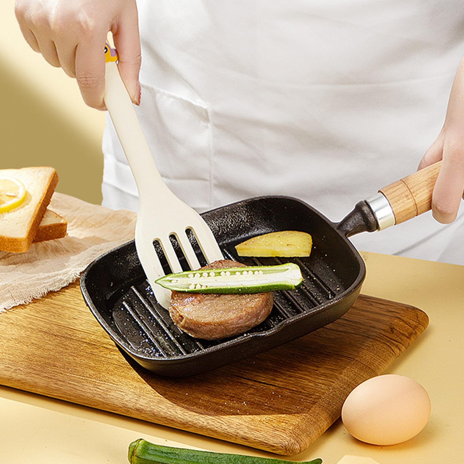 4 Pieces Silicone Kitchen Utensil Set, Non-Stick Heat Resistant Spatula with Whisk and Tongs, Kitchen Utensil Set for Frying