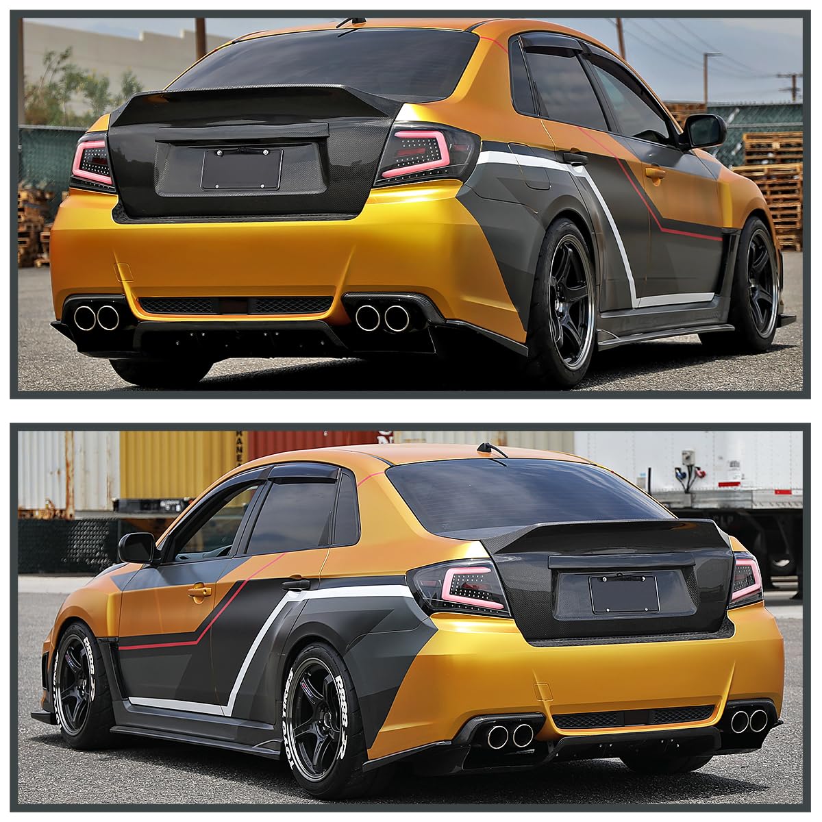 Black Sequential Tail Lights w/White LED Bar SPEC-D TUNING Compatible with 2008-2011 Subaru Impreza/Impreza WRX, Left + Right Pair Assembly
