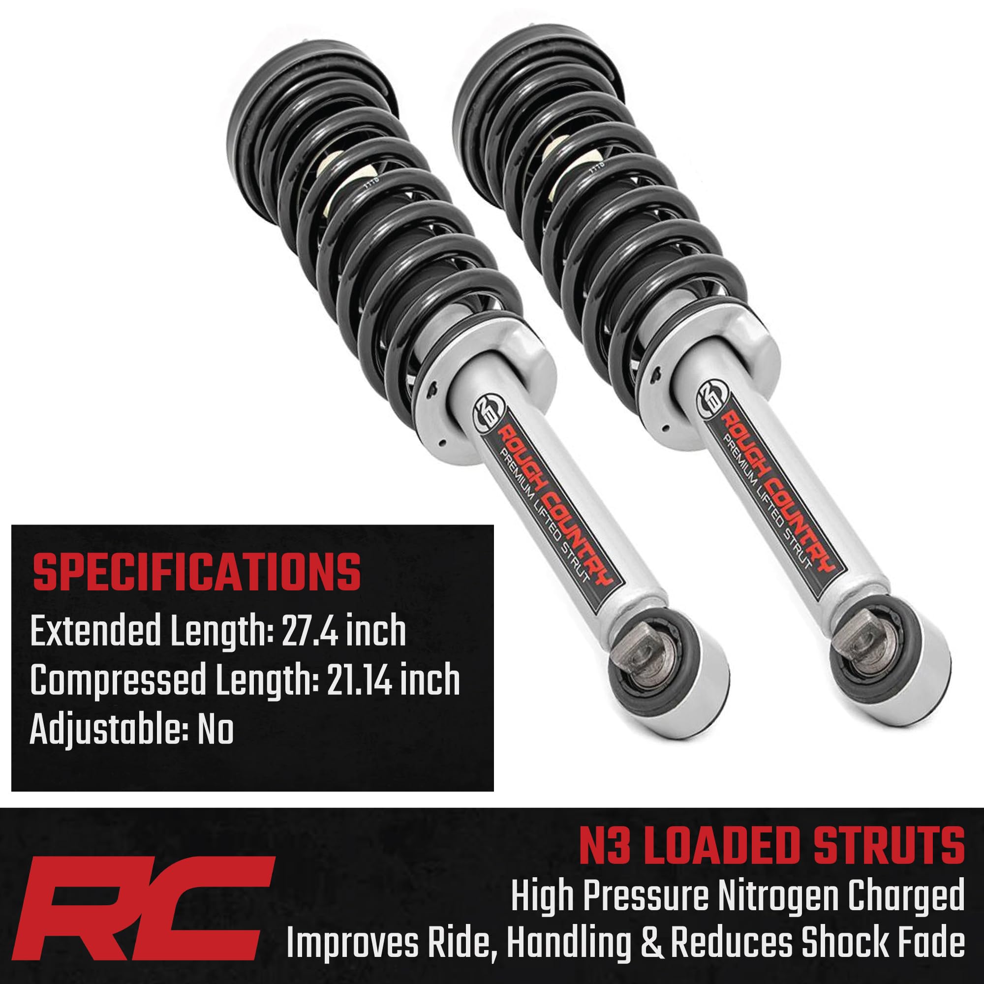4" Rough Country Loaded N3 Struts for 2014-2025 Ford F-150 4WD - 501051