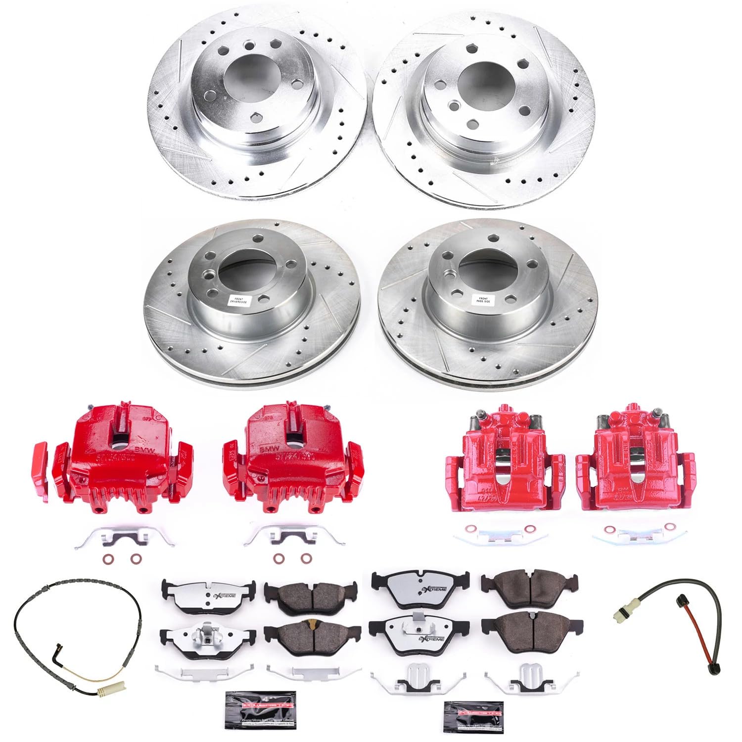 Power Stop Z26 KC4103-26, Street Warrior Front and Rear Brake Kit- Brake Rotors, Brake Pads & Calipers For BMW 328i 2007, BMW 328xi 2007 [Model Specific]