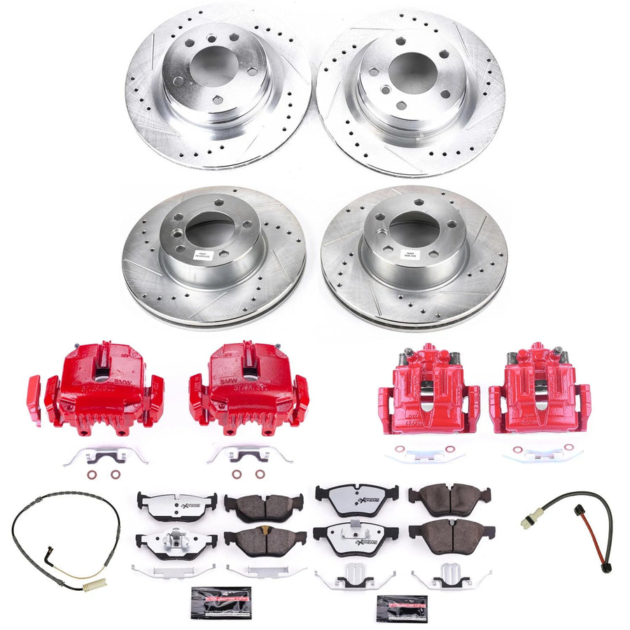 Power Stop Z26 KC4103-26, Street Warrior Front and Rear Brake Kit- Brake Rotors, Brake Pads & Calipers For BMW 328i 2007, BMW 328xi 2007 [Model Specific]
