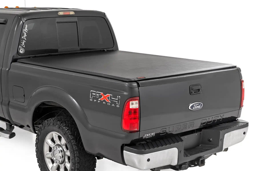 Soft Roll Up Rough Country Truck Bed Tonneau Cover for Ford F250/350 Super Duty (1999-2016) - Fits 6'10 (82") Bed, Weatherproof Bed Cover