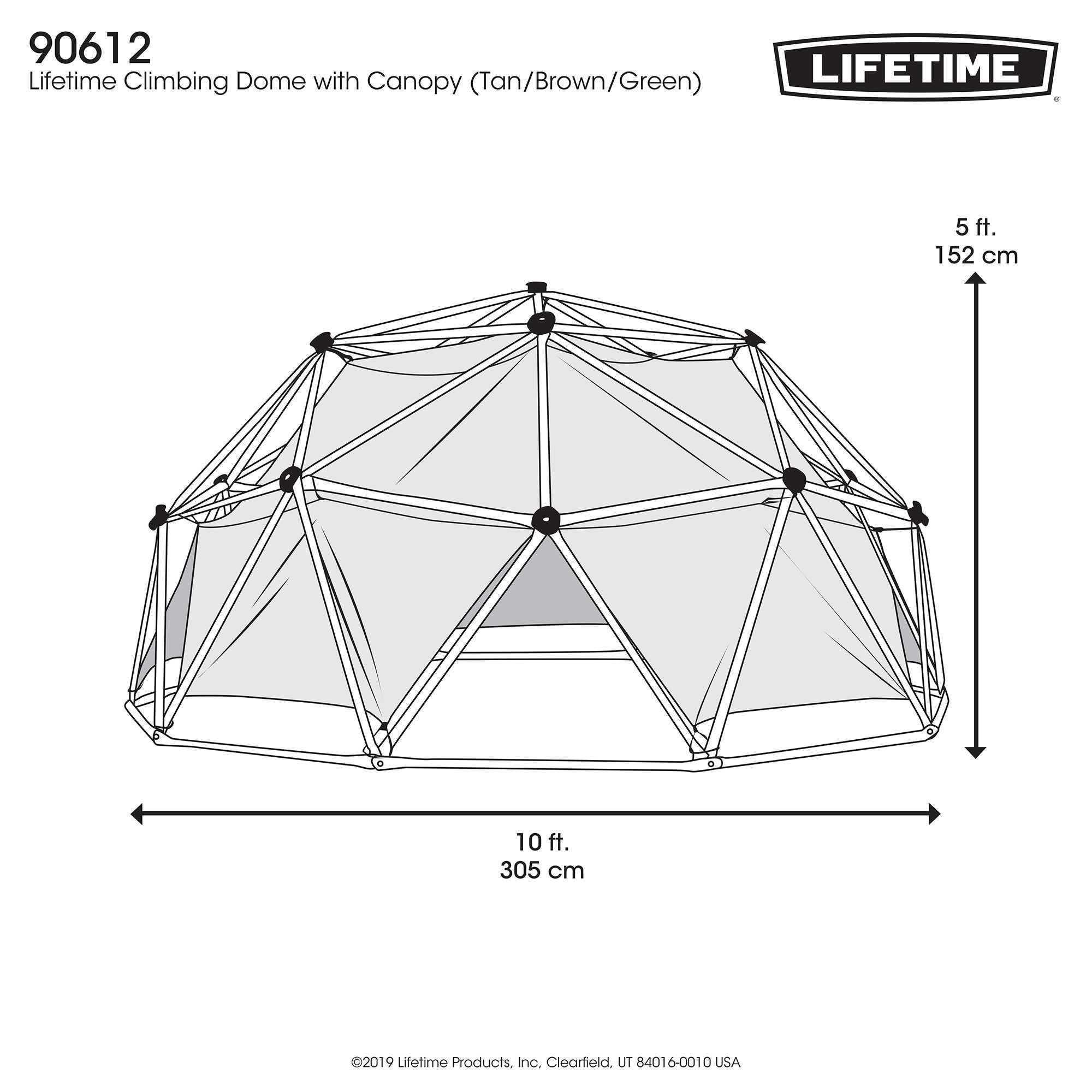 Geometric Dome Climber Lifetime with Attachable Canopy, Earth Tone, 10' Wide x 5' High, 60-Inch (90612)