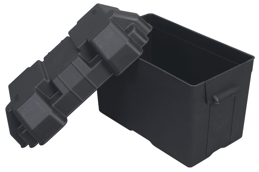 Marine Battery Box Moeller Marine Injection-Molded (One 27, 30 or 31-Series Battery, 13.44" x 7.75" x 10.5"), Black (42214)