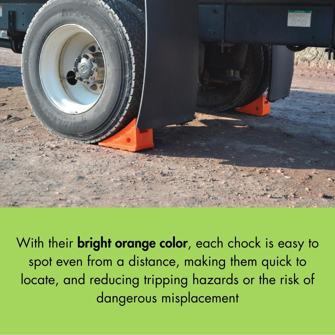 Checkers One Large Wheel Chock for Tires 32-46", Heavy Duty Wheel Chocks for Semi Trucks, Utility, Tractor Trailer, 70k lb Load Capacity, Made in The USA, Polyurethane, UC1500-6