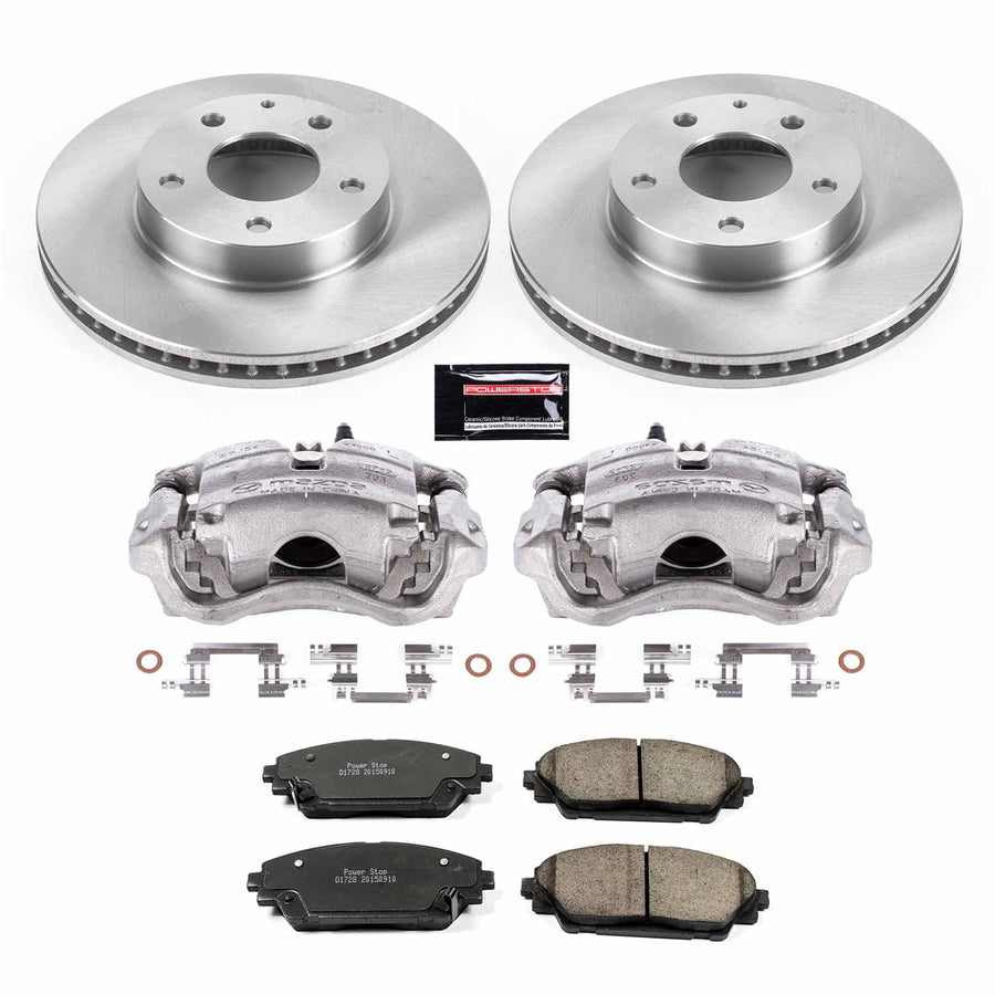 Power Stop KCOE6974 Front Brake Kit- Brake Rotors, Brake Calipers & Ceramic Brake Pads For Mazda 3 2014-2016, Mazda CX-3 2016-2021 [Model Specific] Autospecialty Stock Replacement