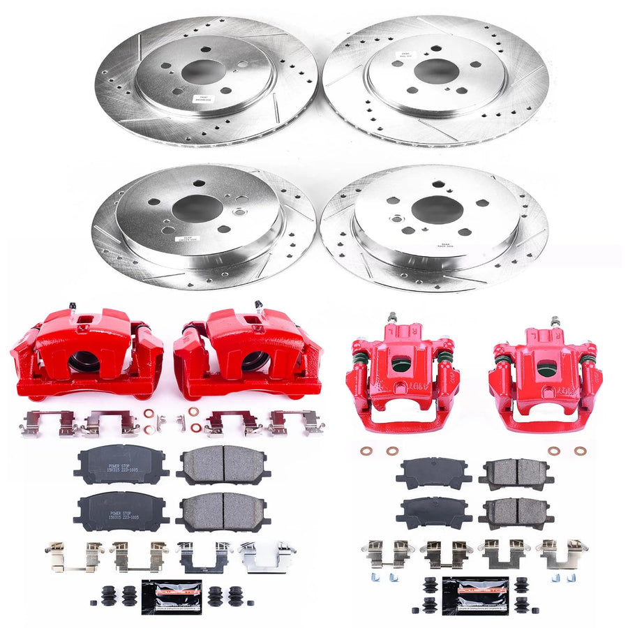 Power Stop Z23 Evolution Sport Front & Rear Brake Caliper Kit - Brake Pads Brake Rotors and Brake Calipers For Lexus RX330 2004-2006 Lexus RX350 2007-2009 [Vehicle Specific]