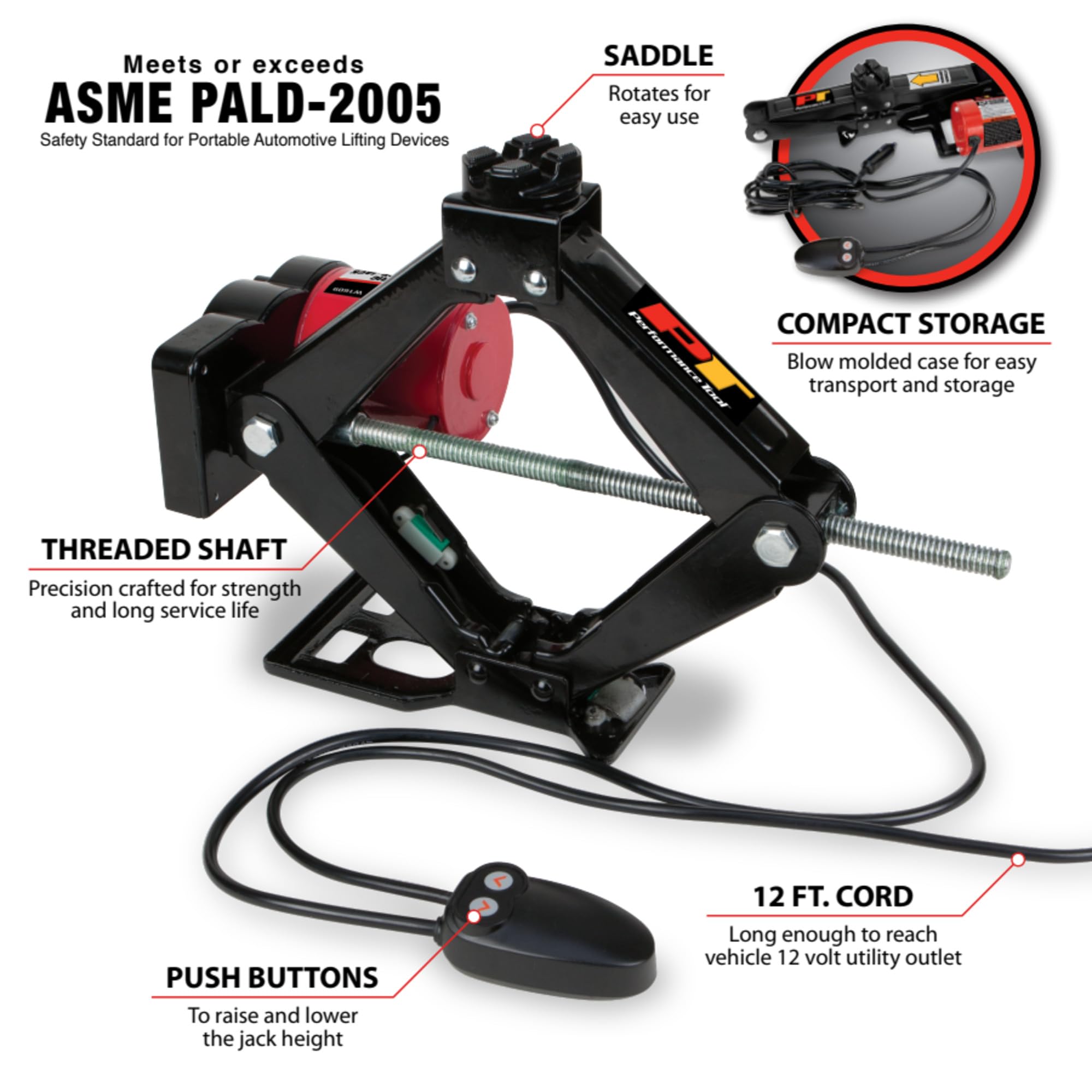 Performance Tool 2-Ton W1609 12 Volt Remote Controlled Electric Scissor Jack: Efficient and Convenient Automotive Lifting Solution
