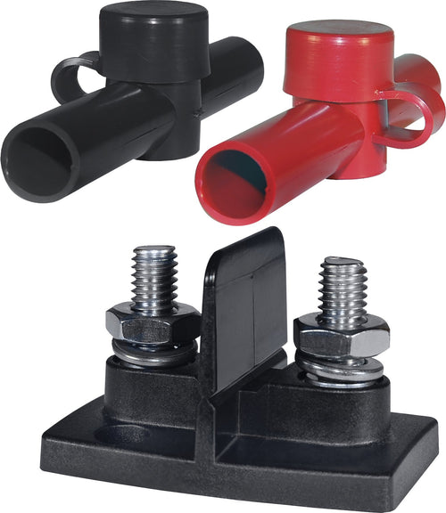 POWERPOST Blue Sea Systems Dual Connector 3/8",Black/Red