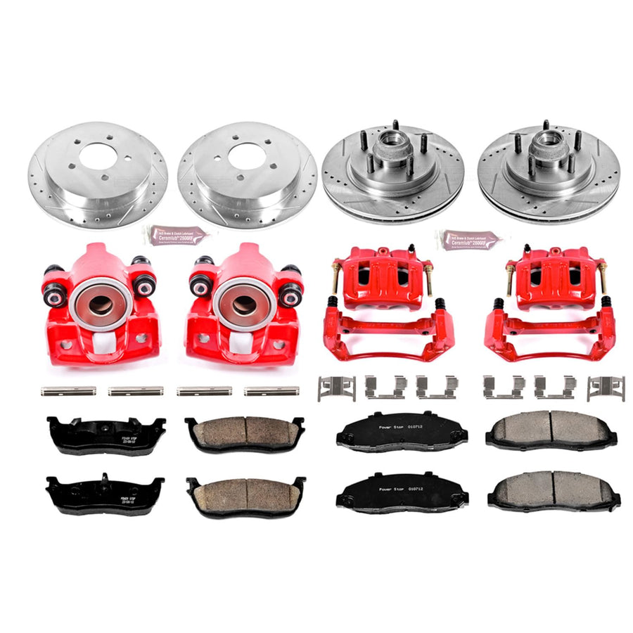 1-Click Performance Brake Kit Power Stop (KC1915) with Calipers For Ford F-150 2000-2003, Ford F-150 Heritage 2004, Lincoln Blackwood 2002 [Model Specific]