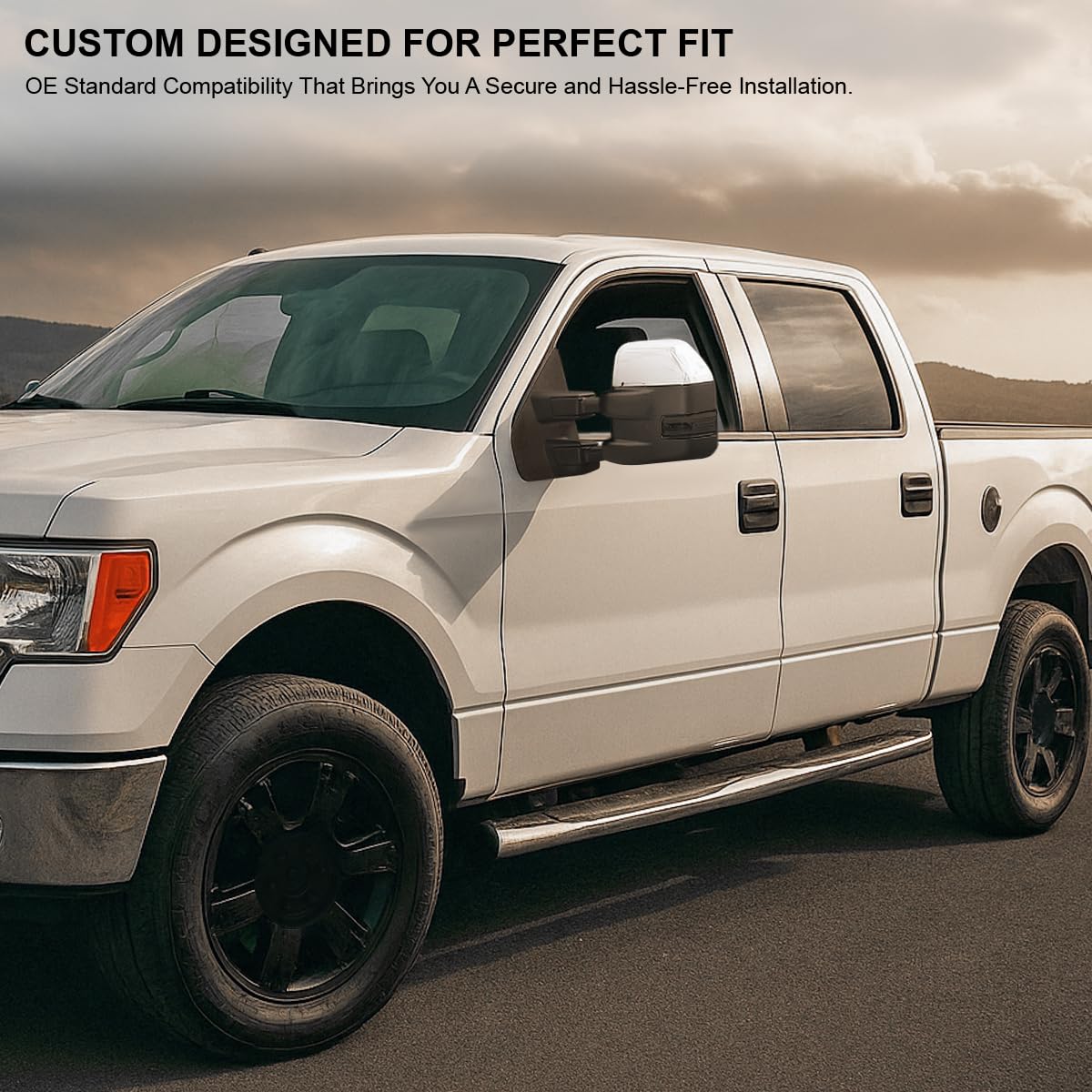 Chrome Power Heated Towing Mirrors Spec-D Tuning [2015 Look] w/Smoke LED Signal Compatible with 2007-2014 Ford F150 Pickup Left + Right