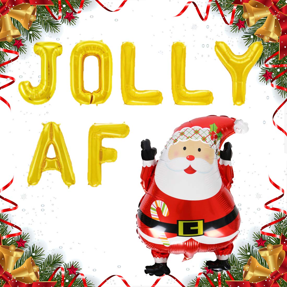 Jolly Christmas Af Party Decorations - JOLLY AF Balloon for Friendasmas Holiday Xmas Party Decoration