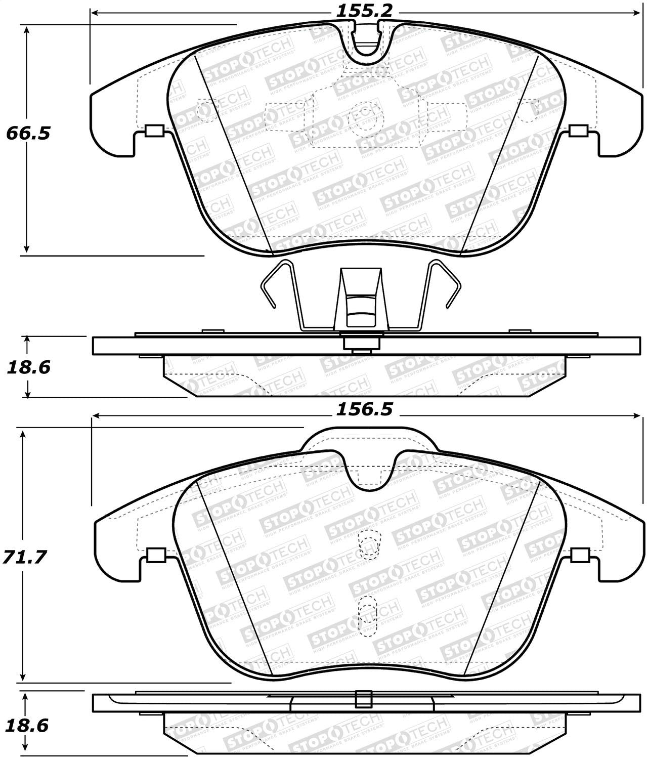 Front StopTech 308.12410 Brake Pads with Shims; Street