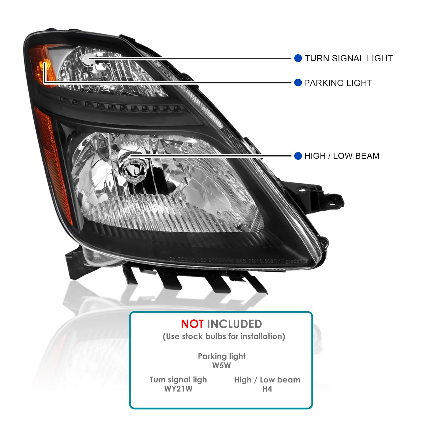Black Headlights SPEC-D TUNING Compatible with 2006-2009 Toyota Prius, Left + Right Pair Headlamp Assembly