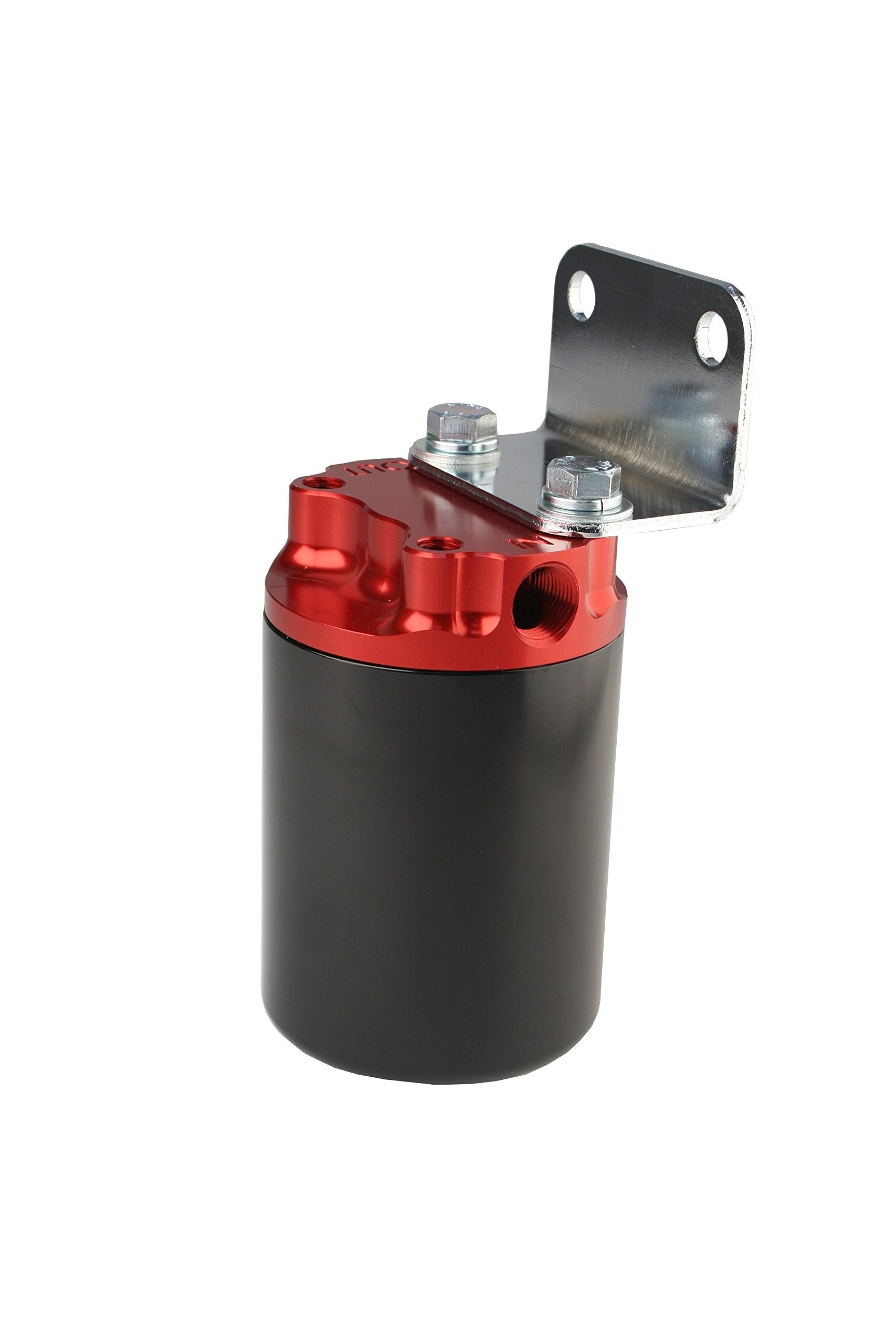Aeromotive Filter, 12317 Canister, 10-Micron Fabric Element, 3/8" NPT Port, Bright-Dip Red Top/Black Cup, SS Series