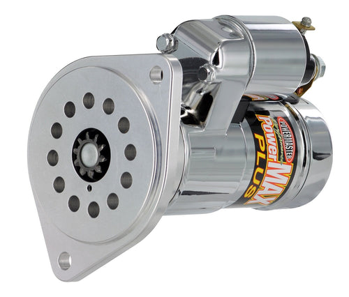 PowerMAX Plus Powermaster 19104 Starter (Mini Ford [SB] w/billet Black 2 Ear Mtg All M/T w/164T Flyw 3/8" Depth 11:1 Chrome), 1 Pack
