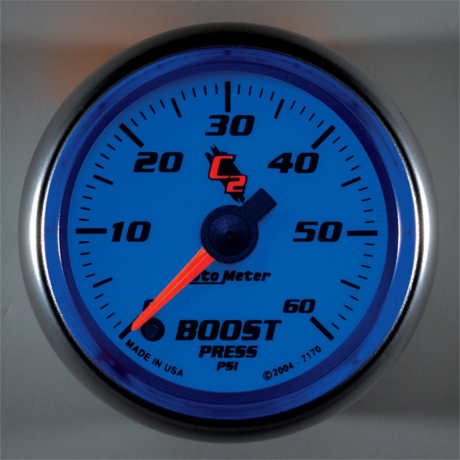C2 Auto Meter 7170 2-1/16" 0-60 PSI Full Sweep Electric Boost Gauge
