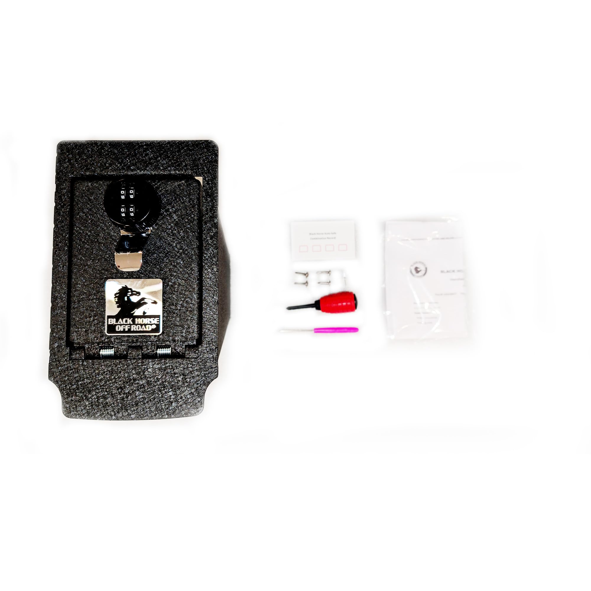 Center Console Safe Black Horse Security Lock Box, Black Gun Box Organizer, with 4 Digit Combination Resettable Lock Compatible with 2015-2022 Chevrolet Colorado-ASGM07