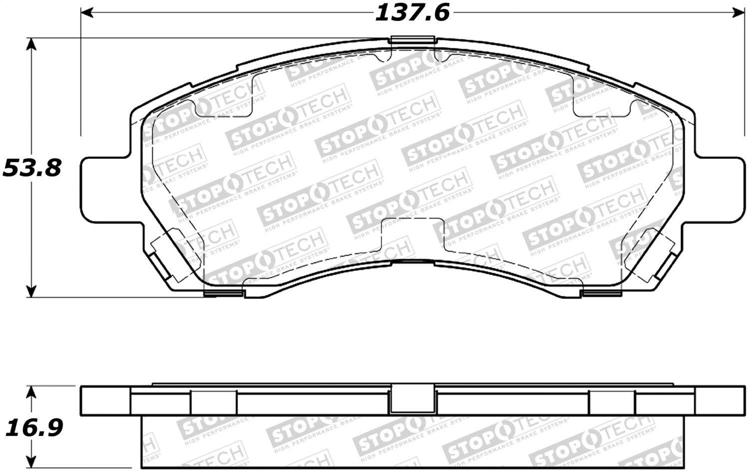 Front StopTech 308.07220 Brake Pads with Shims and Hardware Street