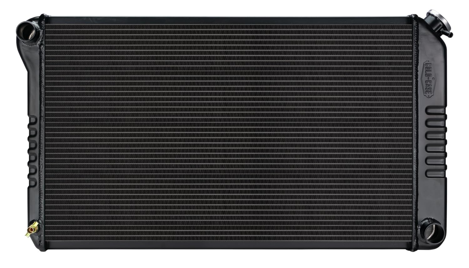 COLD - CASE Black Night Rider Series Cold Case Radiator, 34.75 in W x 18.75 in H x 3 in D, Driver Side Inlet, Passenger Side Outlet, Aluminum, Black Paint, Manual