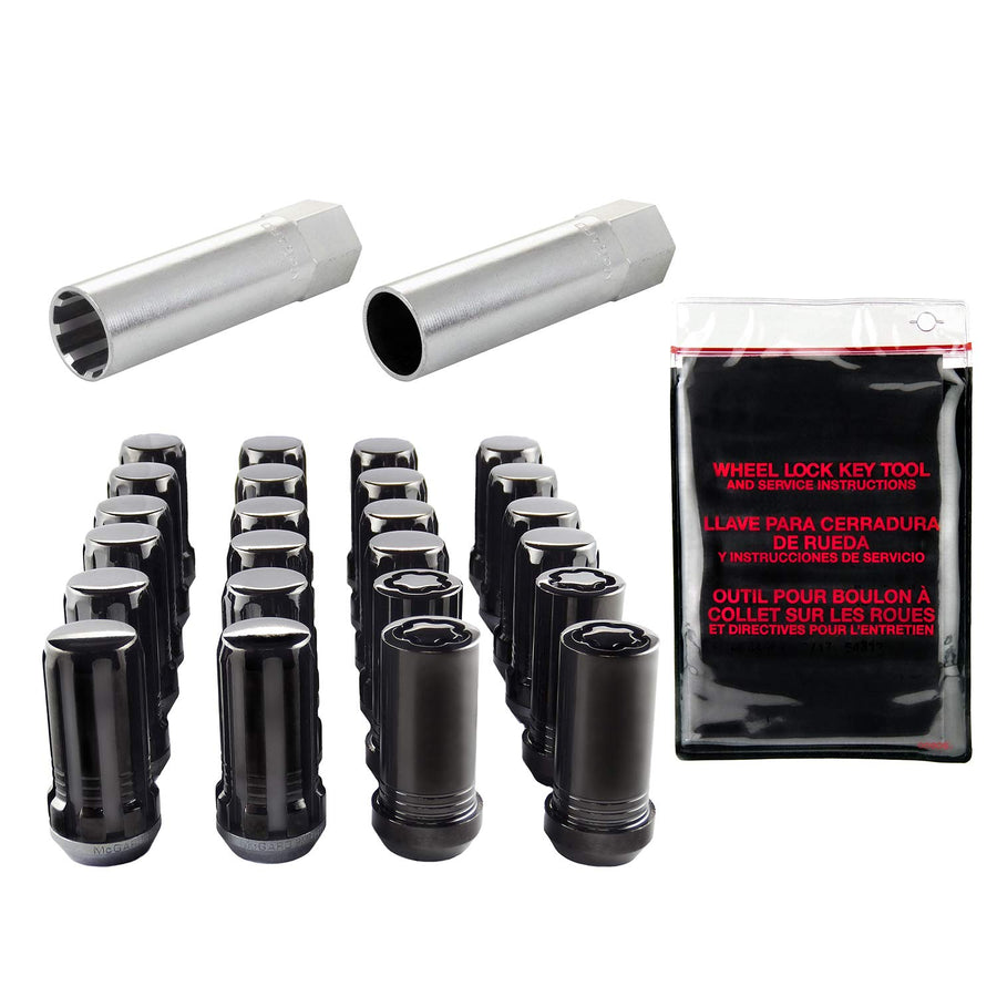 SplineDrive McGard 65610BK Black (M14 x 1.5 Thread Size) Wheel Installation Kit for 6-Lug Wheels,20 Lug Nuts / 4 Locks / 1 Key / 1 Install Tool