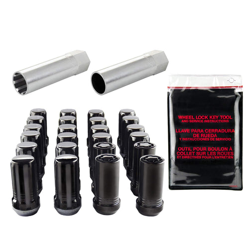 Black McGard SplineDrive 6 Lug Wheel Installation Kit (M14 x 1.5 Thread Size); Set of 20 Lug Nuts, 1 Installation Tool, 4 Wheel Locks, 1 Key, Key Storage Pouch