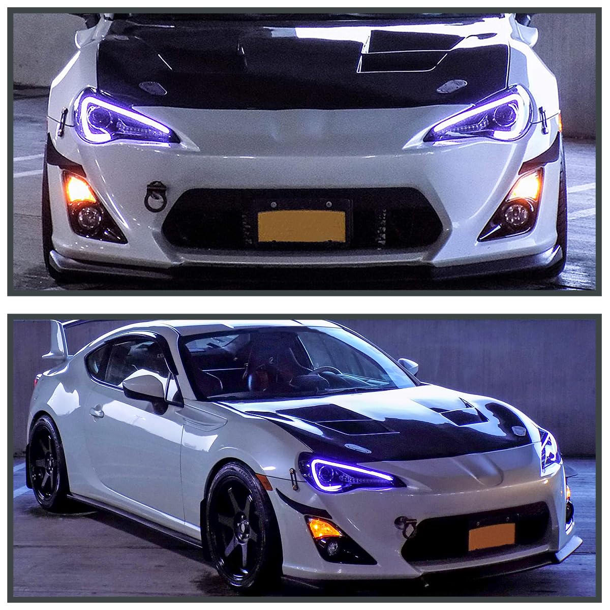 Black Smoke LED Tube Projector Headlights SPEC-D TUNING Compatible with 2013-2016 Scion FR-S FRS with Factory Halogen Headlights Left + Right Headlamps Assembly
