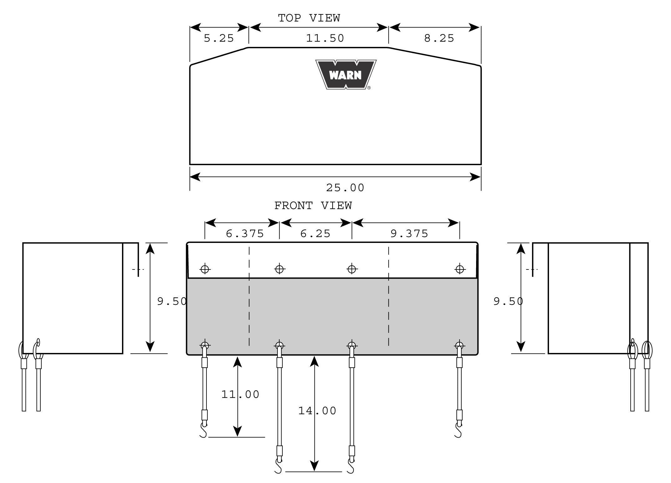 Soft WARN Winch Cover with Bungee Cord Fasteners for 16.5ti, M15000, and M12000 Winches, Black